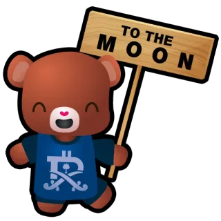 😍 5e94a547 TO THE MOON beruang, ke bulan, kripto, bitcoin, imut, positif, maskot telegram sticker