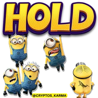 🫵 14e9958e Minions HOLD Minions, Vasthouden, Sticker, Humor, Cartoon, Personages, Verschrikkelijke Ikke telegram sticker