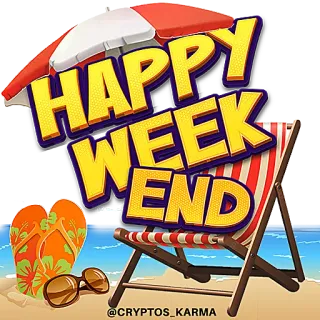 🎉 26aff6ff HAPPY WEEK END weekend, strand, zomer, vakantie, ontspanning, verlof, zon telegram sticker
