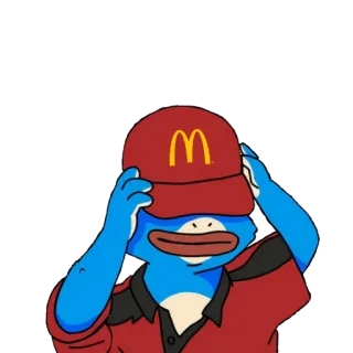 😏 dbbf1fb1 mcdonalds, dibujos animados, antropomórfico, sombrero, empleado whatsapp sticker