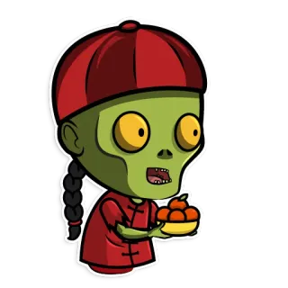 🍊 39acda6d zombie, chinees, cartoon, eten, schattig, monster, illustratie telegram sticker