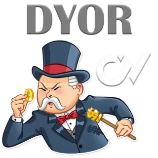 🤓 45d67f89 DYOR DYOR, Investment, Finanzen, Zylinder, Münze, Monopolmann telegram sticker