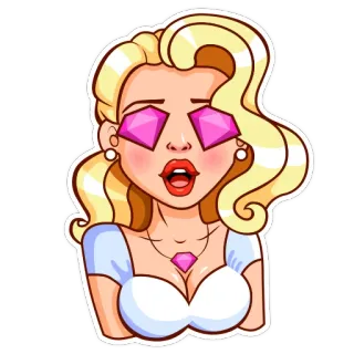 😍 5cdf1a1d loira, mulher, diamante, desenho animado, adesivo whatsapp sticker