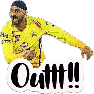 😊 9b69dac6 Outtt!! Cricket, Thể thao, Ăn mừng, Chennai Super Kings, Harbhajan Singh telegram sticker