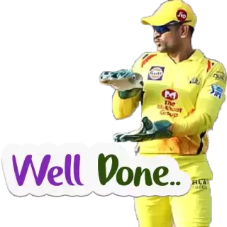 😊 e3d33f53 Well Done.. Cricket, Thể thao, Mahendra Singh Dhoni, Làm tốt lắm, Ăn mừng, Tuyển thủ telegram sticker