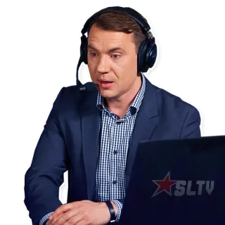 ☺️ 4078f0b3 SLTV 男人, 耳机, 电脑, SLTV, 商务, 专业, 主播, 电子竞技 telegram sticker
