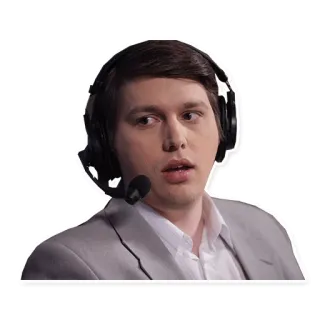 😜 6bb52c3f 人, 男人, 耳机, 麦克风, 白色西装, 男性, 商务, 耳机 telegram sticker