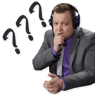 😕 70be7f64 男人, 问题, 思考, 困惑, 怀疑, 耳机, 西装, 不确定 telegram sticker