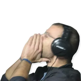 😂 dba961a2 男人, 耳机, 人, 听, 眼镜 telegram sticker