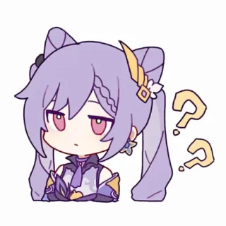 ❓ ae3aa33e Keqing Genshin Impact anime, personaggio, genshin impact, keqing, punto interrogativo, sticker, chibi telegram sticker
