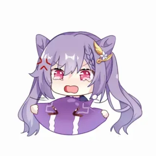 💢 db1021cd Keqing Genshin Impact anime, keqing, genshin impact, carino, adesivo, chibi, piangendo telegram sticker