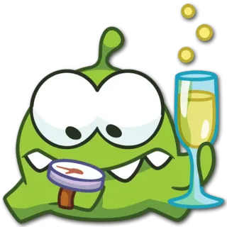 ⌛ 0224e3d5 Om Nom Cut the Rope Om Nom, Cut the Rope, cartoon, monster, party, celebration telegram sticker