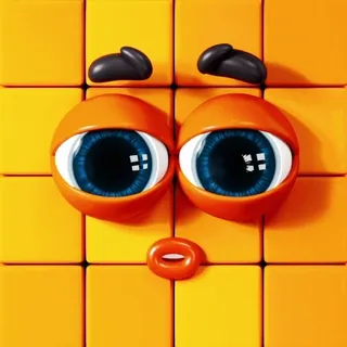 😏 8bda20b8 얼굴, 눈, 주황색, 만화, 블록, 큐브 telegram sticker