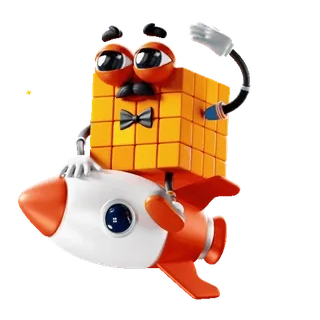 🚀 de5779b3 큐브, 로켓, 장난감, 캐릭터, 콧수염, 나비 넥타이, 오렌지, 우주, 여행 telegram sticker