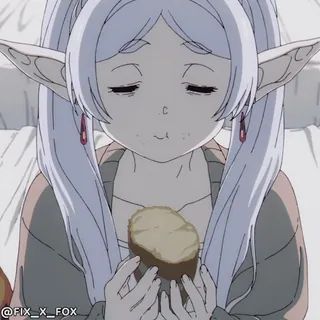 😋 03c9338d อนิเมะ, เอลฟ์, กิน, น่ารัก, ศิลปะ telegram sticker