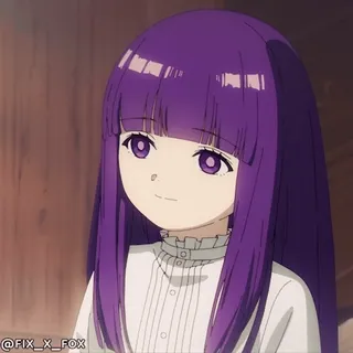 😂 75efaa09 @FIX_X_FOX อนิเมะ, ผู้หญิง, ผมสีม่วง, ยิ้ม, ภาพเหมือน telegram sticker