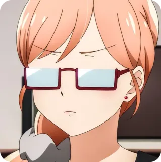 😎 04942b48 anime, gadis, kacamata, serius, kartun whatsapp sticker