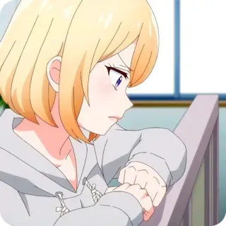 🤢 4bee0217 anime, gadis, imut, pirang, sweter whatsapp sticker