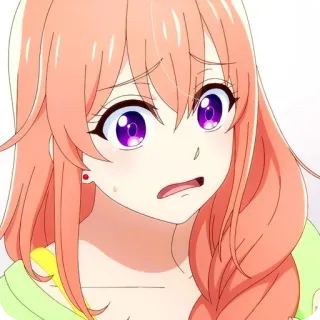 😰 a61be210 anime, gadis, ketakutan, mata ungu, rambut persik whatsapp sticker