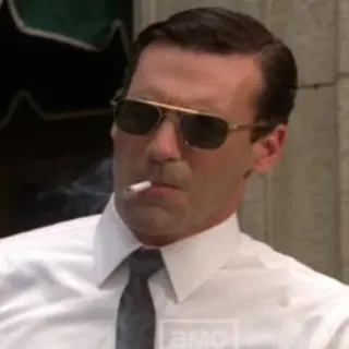 😓 7425a5ef Don Draper Mad Men Mad Men, Don Draper, AMC, cigarette, fumer, lunettes de soleil, personnage whatsapp sticker
