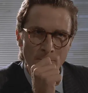 😞 8c8882a5 Patrick Bateman American Psycho American Psycho, Patrick Bateman, Film, Christian Bale, Personnage, Yuppie, Tueur en série whatsapp sticker