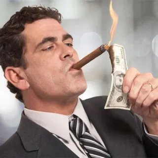 😣 cc8b581a cigare, argent, brûlant, richesse, gaspillage, cher, homme, costume whatsapp sticker