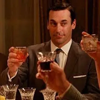 🤑 f47c0876 Don Draper Mad Men cocktail, homme, costume, boire, toast whatsapp sticker