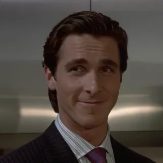 😀 f75a45e8 Patrick Bateman American Psycho Patrick Bateman, American Psycho, Christian Bale, Film, Personnage, Psychopathe, Années 80, Costume whatsapp sticker
