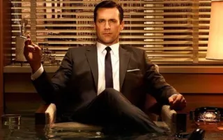 🤚 faef2146 Don Draper Mad Men homme, fumeur, cigarette, bureau, costume, Don Draper whatsapp sticker