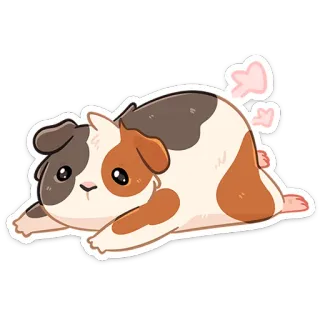 🥺 120371eb cochon d'Inde, animal, mignon, animal de compagnie, dessin animé, rongeur, kawaii, allongé telegram sticker