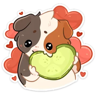 ❤️ 4b2493a1 cochon d'Inde, animal, mignon, coeur, amour, kawaii, autocollant telegram sticker