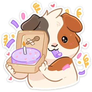 🍰 7511ae93 cochon d'inde, gâteau, fête, célébration, mignon, animal, dessin animé telegram sticker