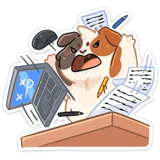 🤯 f64a5eea XP cochon d'Inde, en colère, ordinateur portable, bureau, dessin animé, travail, stress telegram sticker