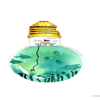 😖 0867c7d8 ampoule, océan, mer, aquarium, poisson, art, illustration telegram sticker