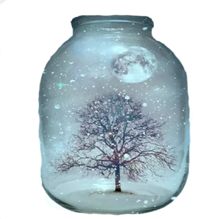 ☹️ 5cb127f9 bocal, arbre, lune, nuit, neige, hiver, nature, rêveur telegram sticker