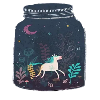 😡 7b8a3f6b licorne, bocal, étoiles, lune, nuit, fantaisie, magique telegram sticker