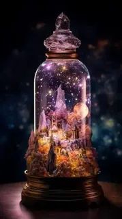 🥹 9dcfda40 château, fantaisie, boule à neige, miniature, orné, galaxie telegram sticker