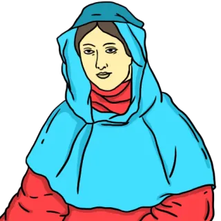 🎩 8b78d592 wanita, potret, bersejarah, pakaian, biru, merah telegram sticker