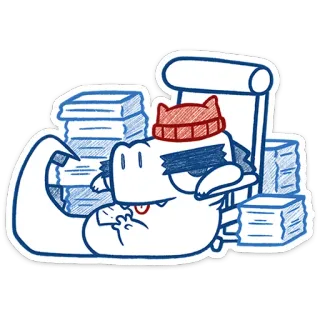 📚 016b2b1f caimán, papeles, hojas, gorro de gato, documento, oficina, dibujo animado telegram sticker