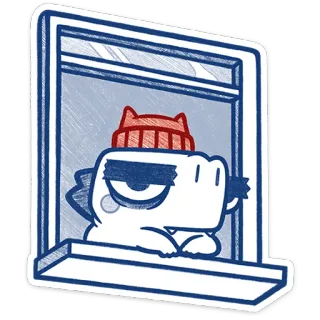 😡 44c4f702 animal, dibujos animados, ventana, personaje, dinosaurio, lindo, monstruo telegram sticker