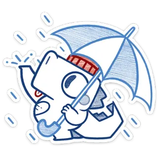 ☔️ c48f32a2 dinosaurio, paraguas, dibujos animados, lluvia, lindo, pegatina telegram sticker