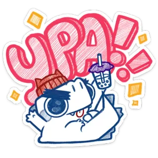 🎉 e09459b9 YPA! dinosaurio, ypa, bubble tea, ура, gato, pegatina telegram sticker