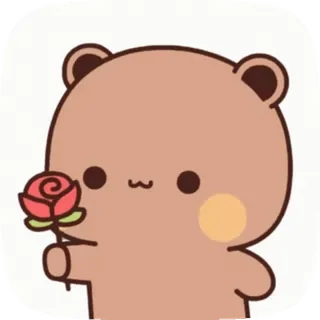 🌸 81d4b333 orso, carino, fiore, cartone animato, animale, amore, rosa whatsapp sticker