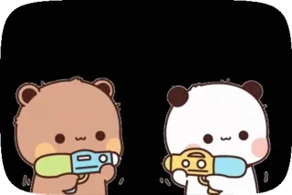 😏 9427239d orso, cartone animato, pistola ad acqua, carino, kawaii, adesivo whatsapp sticker