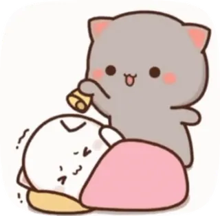 😒 9d25c236 gatto, Peach e Goma, carino, cartone animato, animale whatsapp sticker