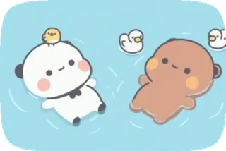 🌚 f914d61e carino, orsi, anatre, nuoto, cartoni animati, kawaii whatsapp sticker