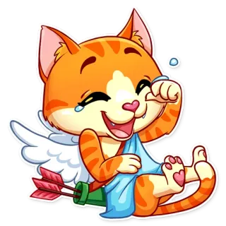 😂 d355903b gato, cupido, amor, flecha, asas, animal, desenho animado telegram sticker