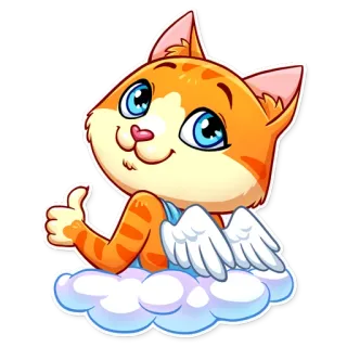 👍 ff144c4e gato, animal, nuvem, asas, fofo, adesivo, anjo, desenho animado telegram sticker
