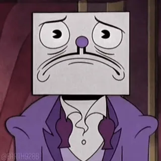 😢 16576b1f King Dice Cuphead cuphead, könig würfel, traurig, cartoon, bösewicht, würfelkopf whatsapp sticker