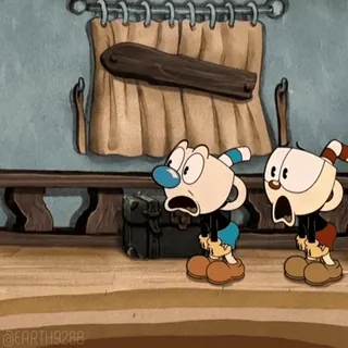 💀 f19a7e0e Cuphead Cartoon, Animation, Retro, Spiel, Cuphead, Mugman whatsapp sticker